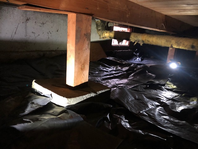Vapor barrier installed in a crawl space by Lind Pest Control technicians